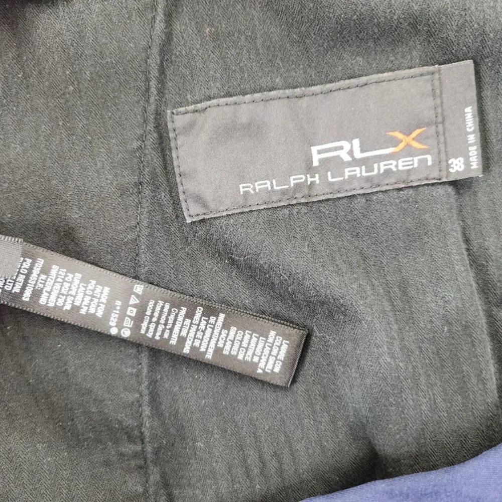 RLX Ralph Lauren Shorts Mens 38 Navy Chino Golf Stain On Front Left Leg Pictures